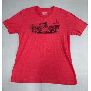 Curbside Clothing Womens Large Red Heather Bicycle Graphic T-Shirt Curbside L